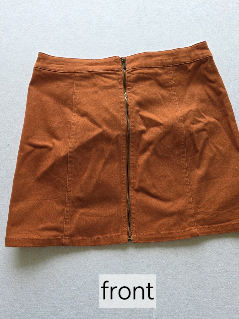 Forever 21 Front-Zip Mini Skirt in Rust